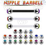 fbbnpjb5 bioflex nipple barbell,1.6mm w 5mm steel jewel balls
