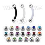 fbnejb3 bioflex eyebrow banana w 3mm bezel set jewel steel balls