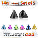 fh6ur0i pack 4mm ion plated g23 titanium cones1 6mm threading belly piercing
