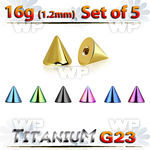 fh6urz3 pack 3mm ion plated g23 titanium cones 1 2mm threading belly piercing