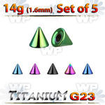 fh6urzi pack 3mm ion plated g23 titanium cones1 6mm threading belly piercing