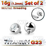 fhc4038 titanium 4mm bezel set crystal balls 2pcs