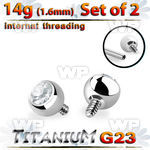 fhc408 titanium ball tops with clear crystal bezel 4mm