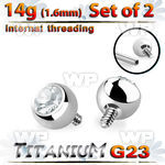 fhc4s8 titanium ball tops with clear crystal bezel 5mm