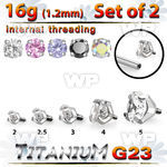 fhga8u titanium claw set cz gem tops 09mm threading 2pcs