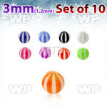fhq4wz pack of 10 pcs 3mm acrylic uv beach balls 1 2mm threadin belly piercing