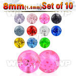 fir4t pack 8mm acrylic glitter ball sthreading 1 6mm belly piercing