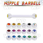 fnpajb4 bioflex nipple barbell, 14g w 4mm bezel set jewel balls
