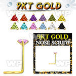 g9sztm1 9kt gold nose screw 22g w3mm triangle shaped prong set cz