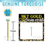 g9yge7 9kt gold bend it  nose stud w 2mm prong set turquoise