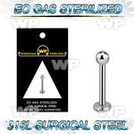 gb44zi eo gas sterilized implant grade steel labret 3mm ball