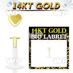 gbiht bio flex labret w push in 14kt gold heart shaped top