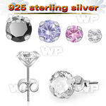 gga1j premium 925 silver ear stud w round pround set czs stone