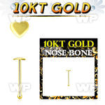 gibht 10kt gold nose bone with a 2.5mm gold heart top