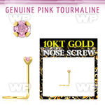 giscge3 10kt gold nose screw with 2mm prong set pink tourmaline