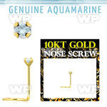 giscge8 10kt gold nose screw with 2mm prong set aquamarine