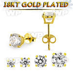 gpecrza pair of 18k gold plated silver casting ear stud w aaa cz