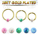 gpselo20 18k gold plated silver seamless ring 20g 3mm opal ball