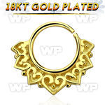 gpsepv11 gold plated silver septum ring w engraved vintage design