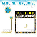 gscge7 14kt gold nose screw w 2mm prong set turquoise stone