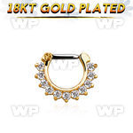 gsepc14 gold plated silver septum clicker 16g w prong set cz