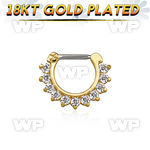 gsepc16 gold plated silver septum clicker 14g w prong set cz