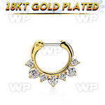 gseph16 gold plated silver septum clicker w 4 small + 3 big czs