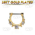 gsepl14 gold plated silver septum clicker 14g w 1 big cz