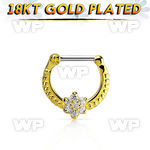 gsepr16 gold plated silver septum clicker, 16g w flower czs