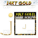 gsrd1 14kt gold nose screw, 22g w small round flat top