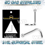 gu34 presterilized steel nose screw 20g 2mm ball top