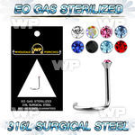 gu364 sterilized steel nasal screw 2mm round color crystal