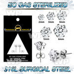 gwag presterilized steel ear stud prong set cz one pair