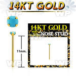 gyge7 14kt gold bend it  nose stud w 2mm prong set turquoise