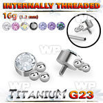 h3xgk08u titanium top bezel cz three balls cluster