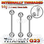 h4438u titanium g23 tongue straight bar 5mm balls
