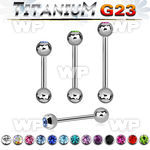 h4463 titanium straight bar bezel jeweled ball plain ball