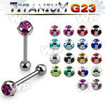 h446z g23 titanium tongue bar 1 6mm 6mm multi jewel ball on tongue piercing