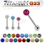 h44day g23 titanium tongue bar 1 6mm 6mm ball ferido glue cryst tongue piercing