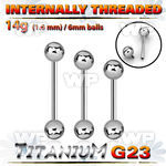 h44i8u titanium g23 tongue straight bar 6mm balls
