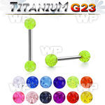 h44ir g23 titanium tongue bar 1 6mm 6mm acrylic glitter balls tongue piercing