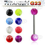 h44j4 g23 titanium tongue bar 1 6mm 6mm acrylic marble balls tongue piercing