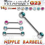 h44umk6 titanium straight bar 14g two forward jeweled balls
