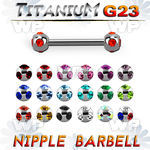 h44ums6 g23 titanium nipple barbell 1 6mm 5mm multi jewel ballso nipple piercing