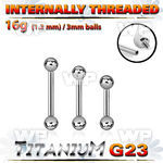 h44w48u titanium g23 brow straight bar 3mm balls