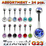 h4b2kp7 g23 titanium double jewel belly ring 5 8mm press fit jew belly piercing