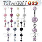 h4u1mak g23 titanium belly ring 5 8mm faux pearl balls double belly piercing