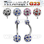 h4udai7 g23 titanium belly ring 5 8mm multi crystal ferido glued belly piercing