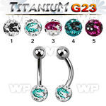 h4uday6 g23 titanium belly ring 5mm top ball 6mm multi crystal belly piercing