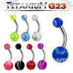 h4uj4 g23 titanium belly ring 5 8mm acrylic marble ball belly piercing